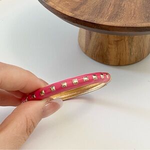 4/$15 Pink Enameled Gold Square Studs Bangle Bracelet
